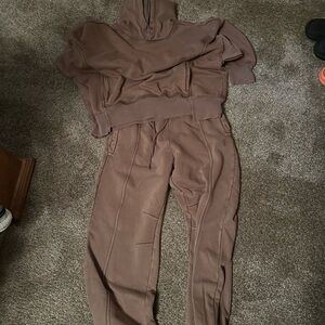 FP Movement by Free People Brown Hooded Sweatshirt & Joggers Set